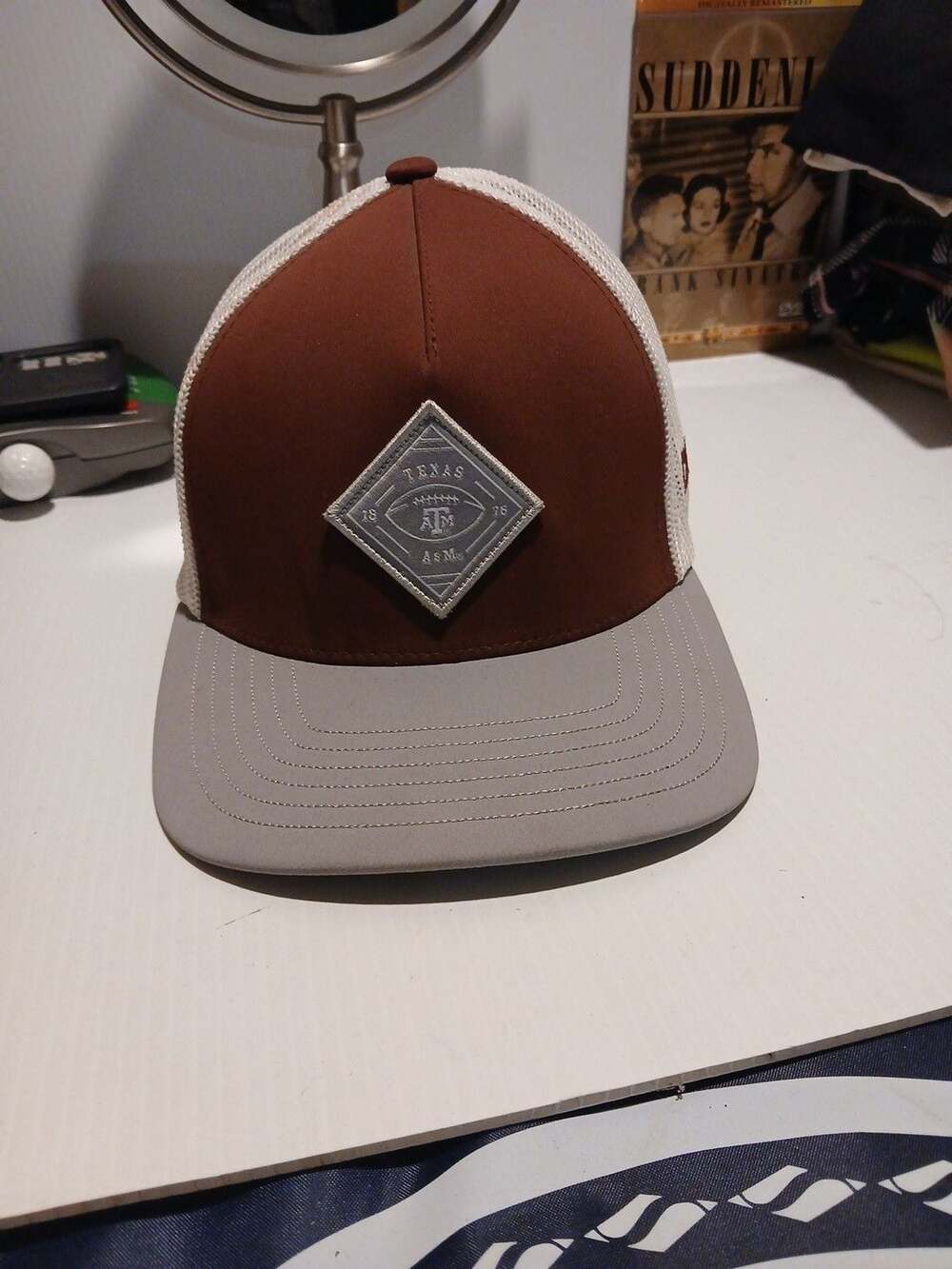 Hooey Texas A&M Flexfit Hat Size L-XL Maroon White Gray Diamond Patch